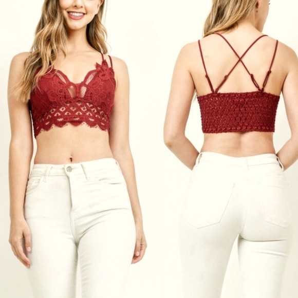 CRIMSON RED LACE BRALETTE - Picture 2 of 4